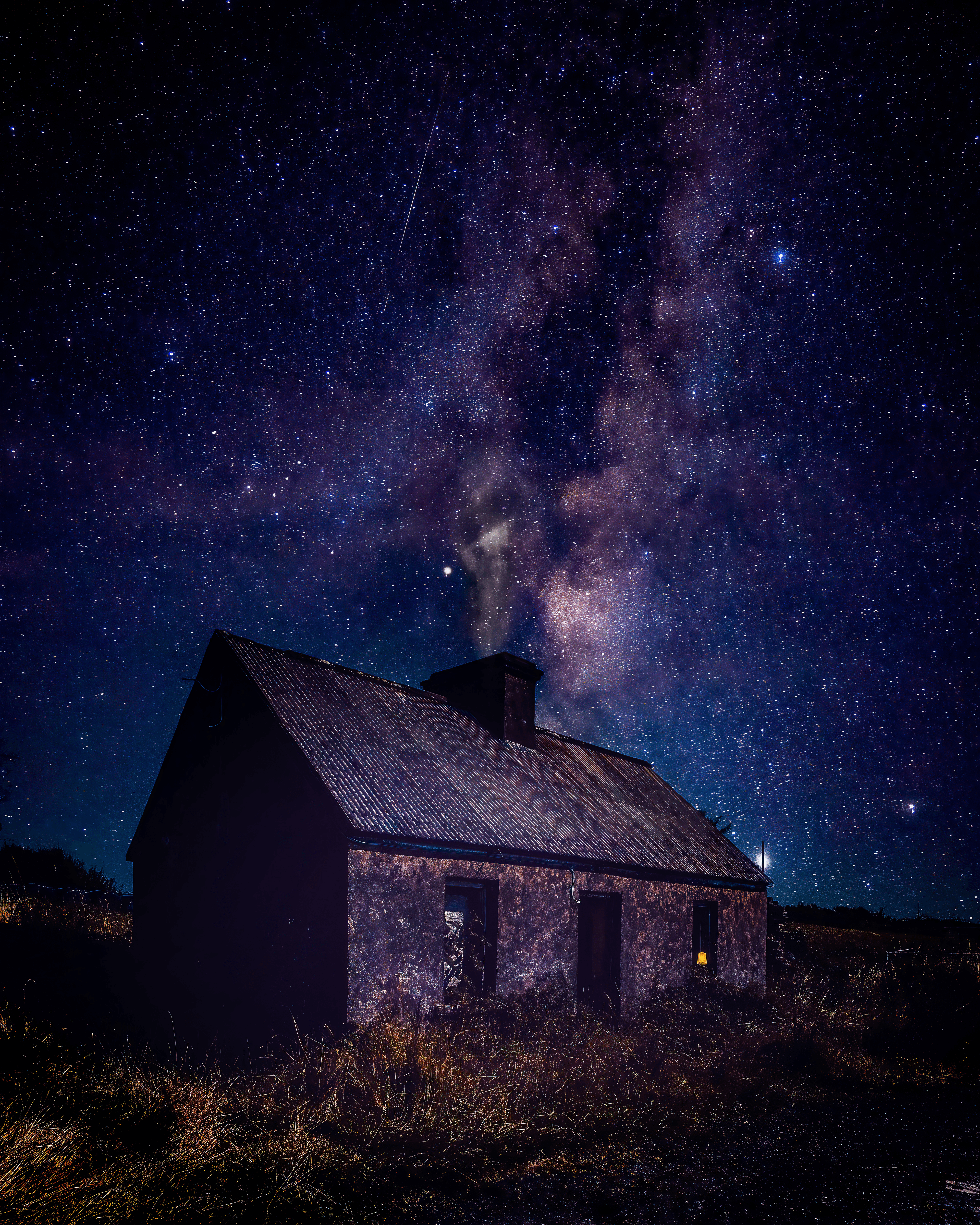 Starry Night over Abandoned Cottage, County Clare, Ireland