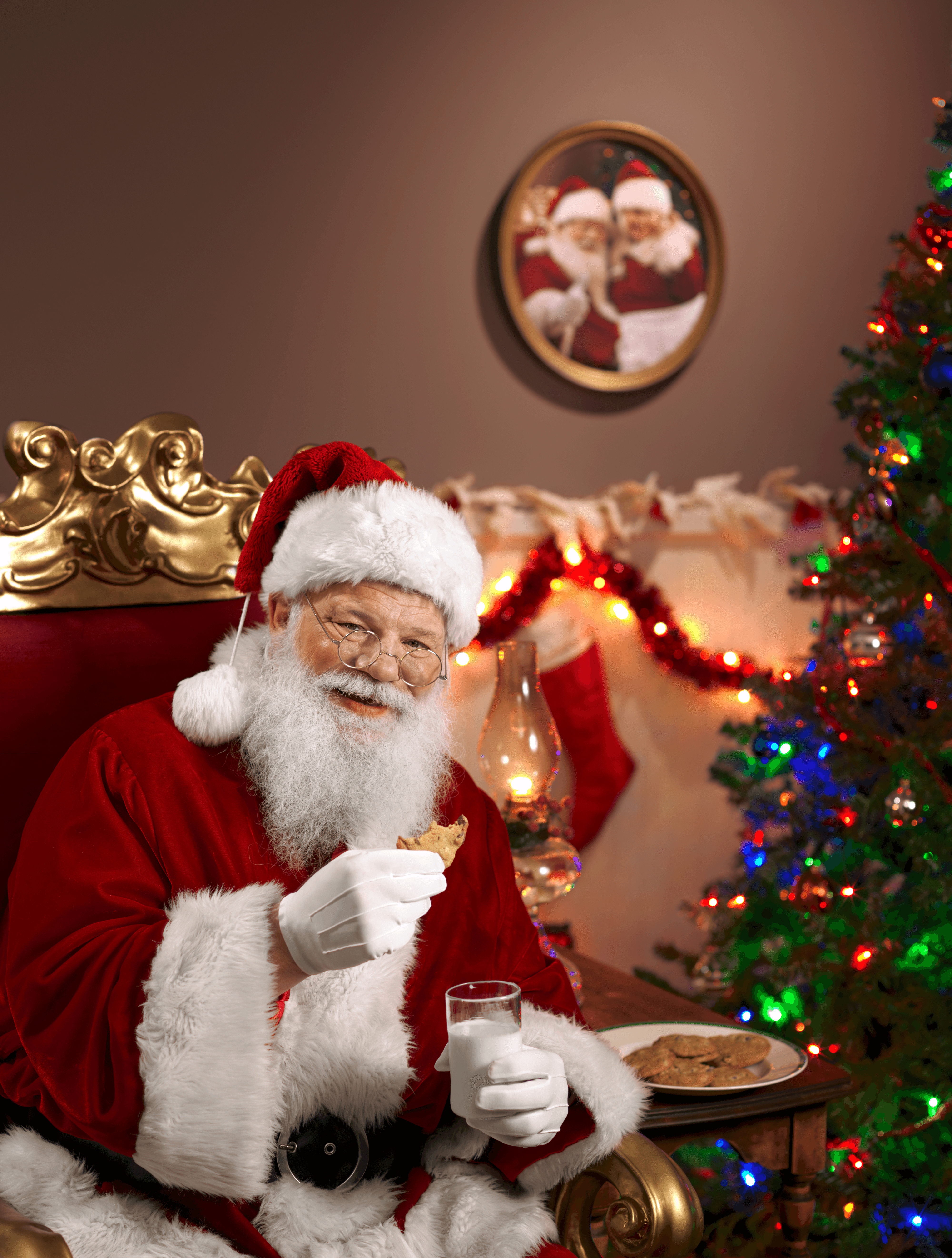 Santa Claus Enjoying a Cookie