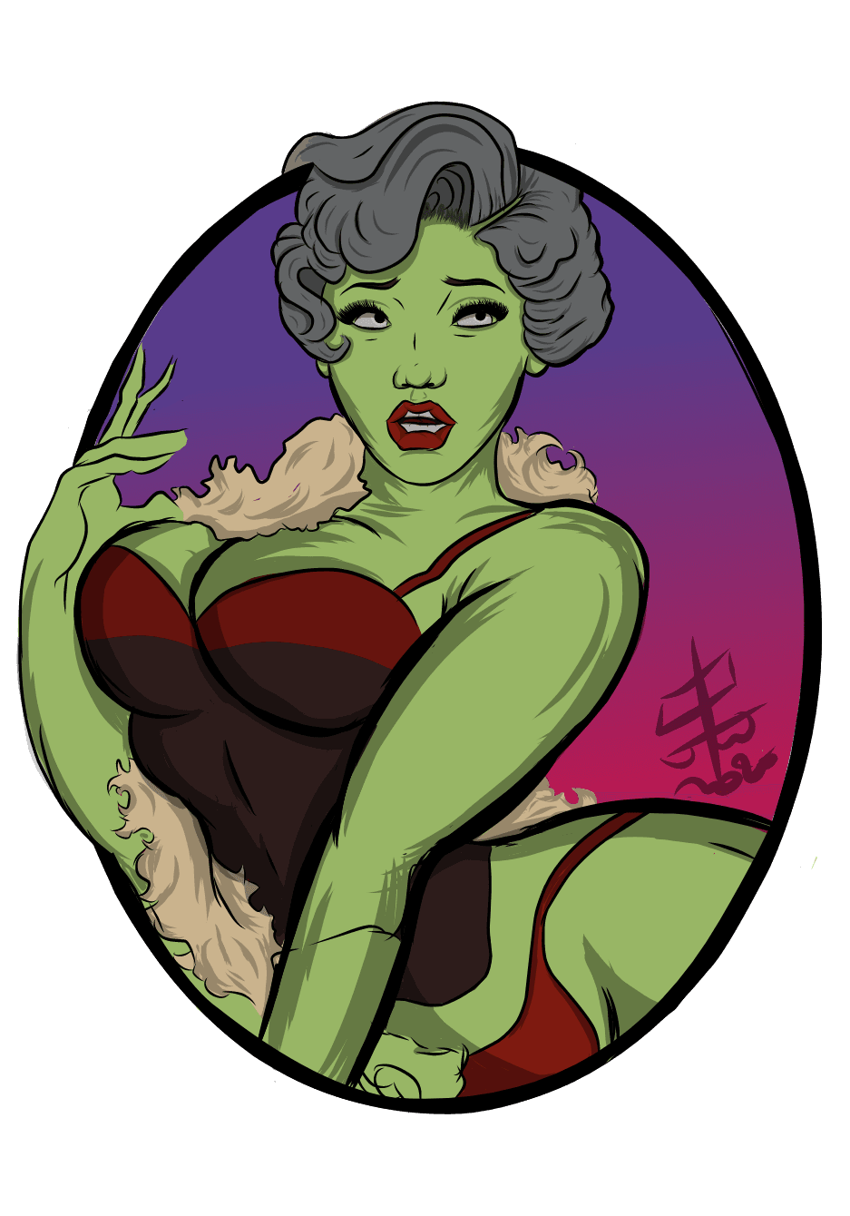 zombie pin up girl cartoon