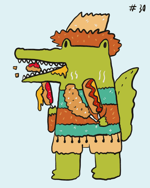 30 Croco eat Corn dog 