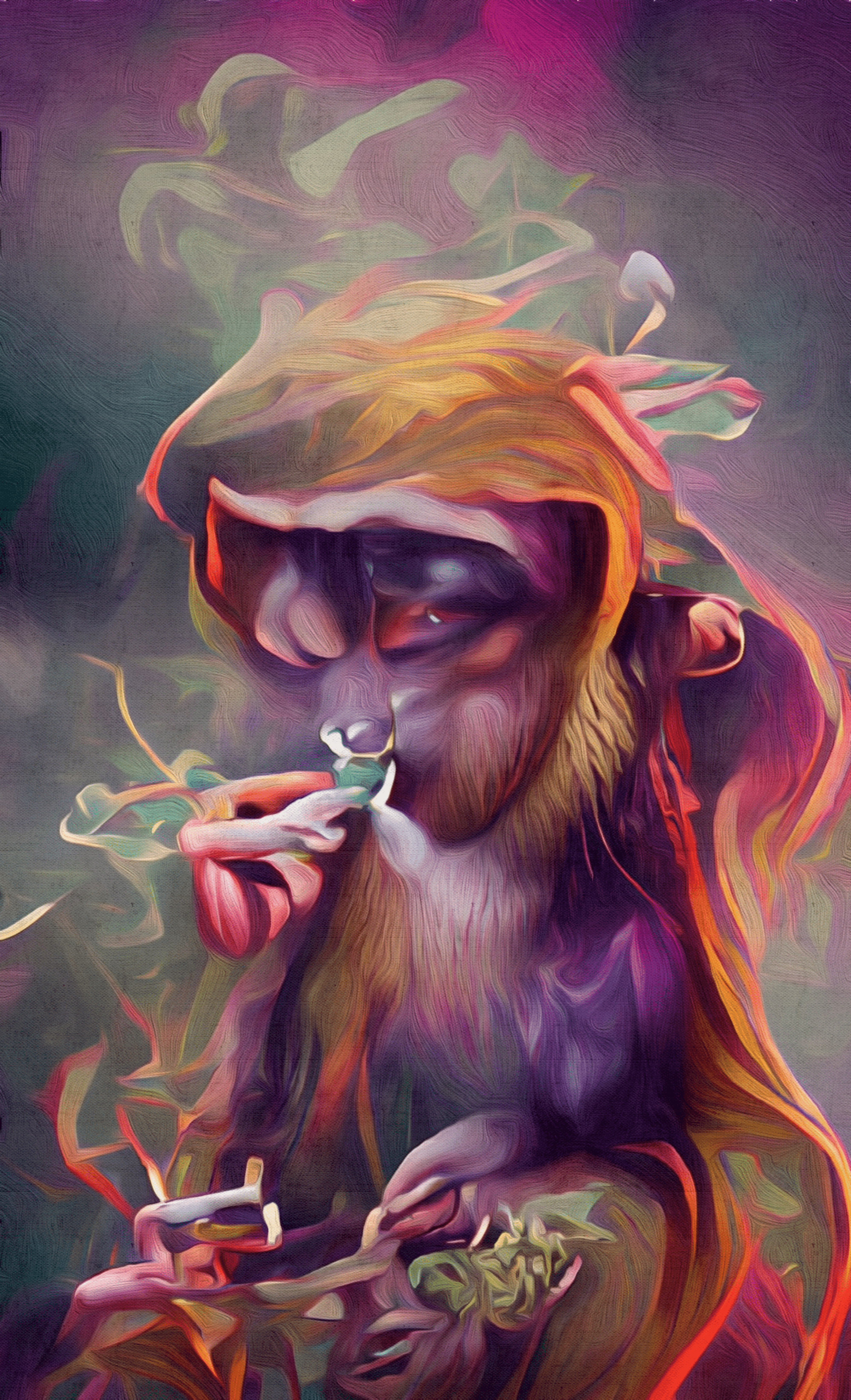 Purple Monkey Smoking Weed