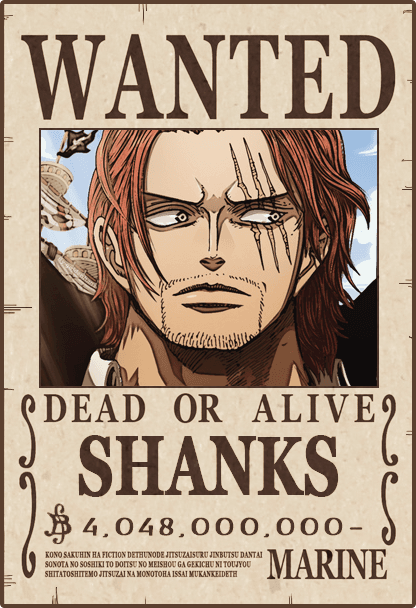 Poster et Affiche One Piece Wanted Shanks 38x52cm