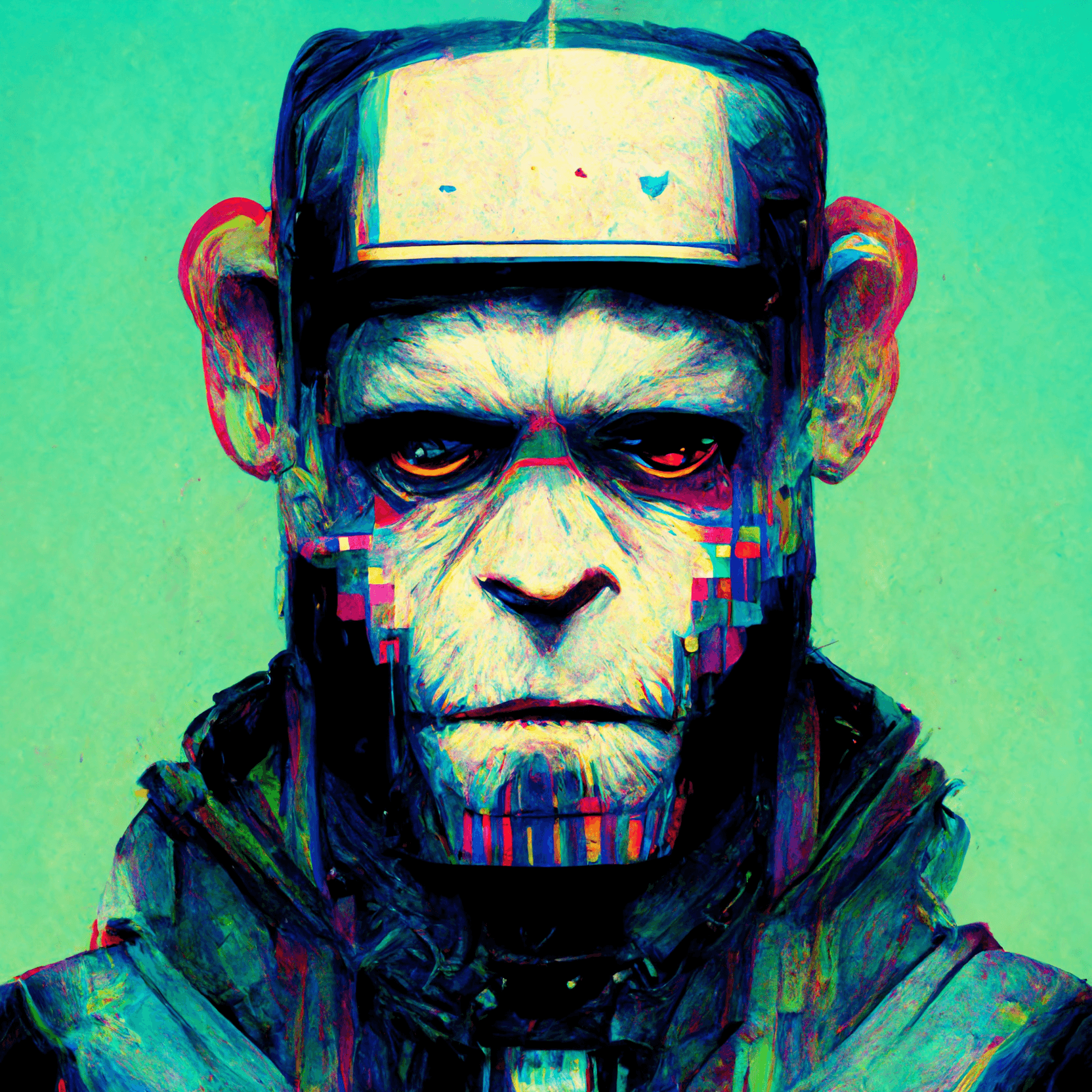 Cyborg Glitched Ape