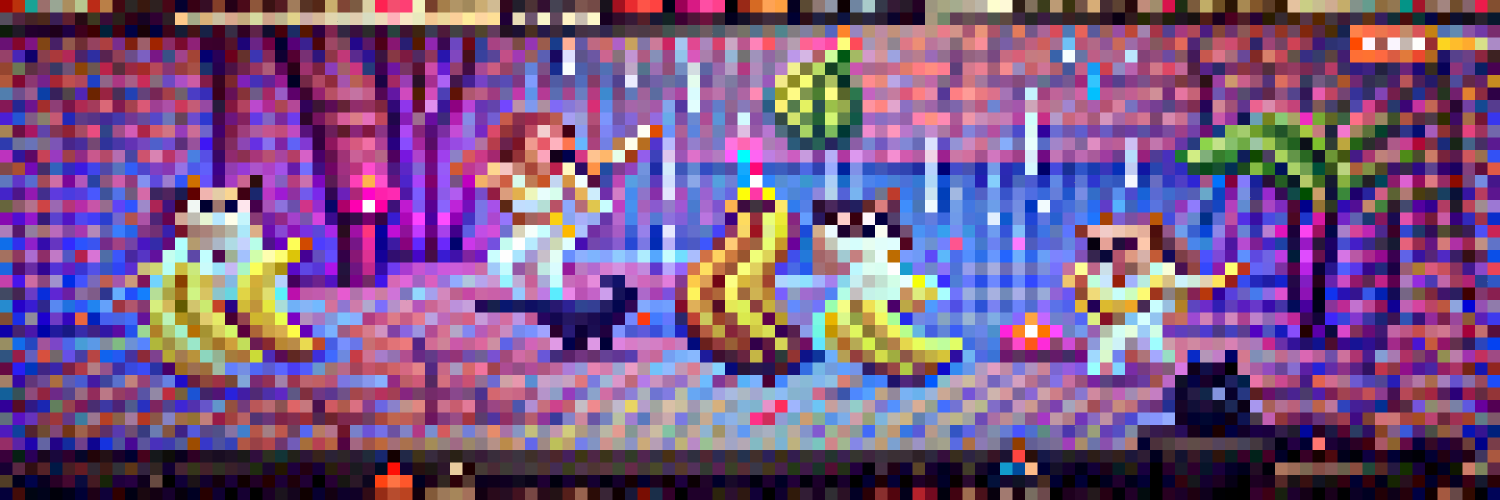 #916 The cats are dancing in the banana rain