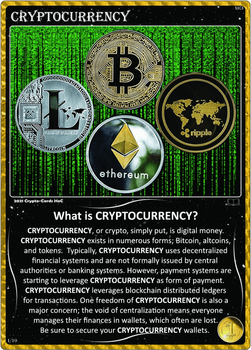 Crypto-Cards HoC CRYPTOCURRENCY Gold Refractor S1C3-SN1