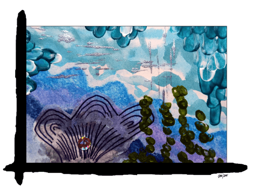 Water Worlds #9 (Blue Series) (framed)