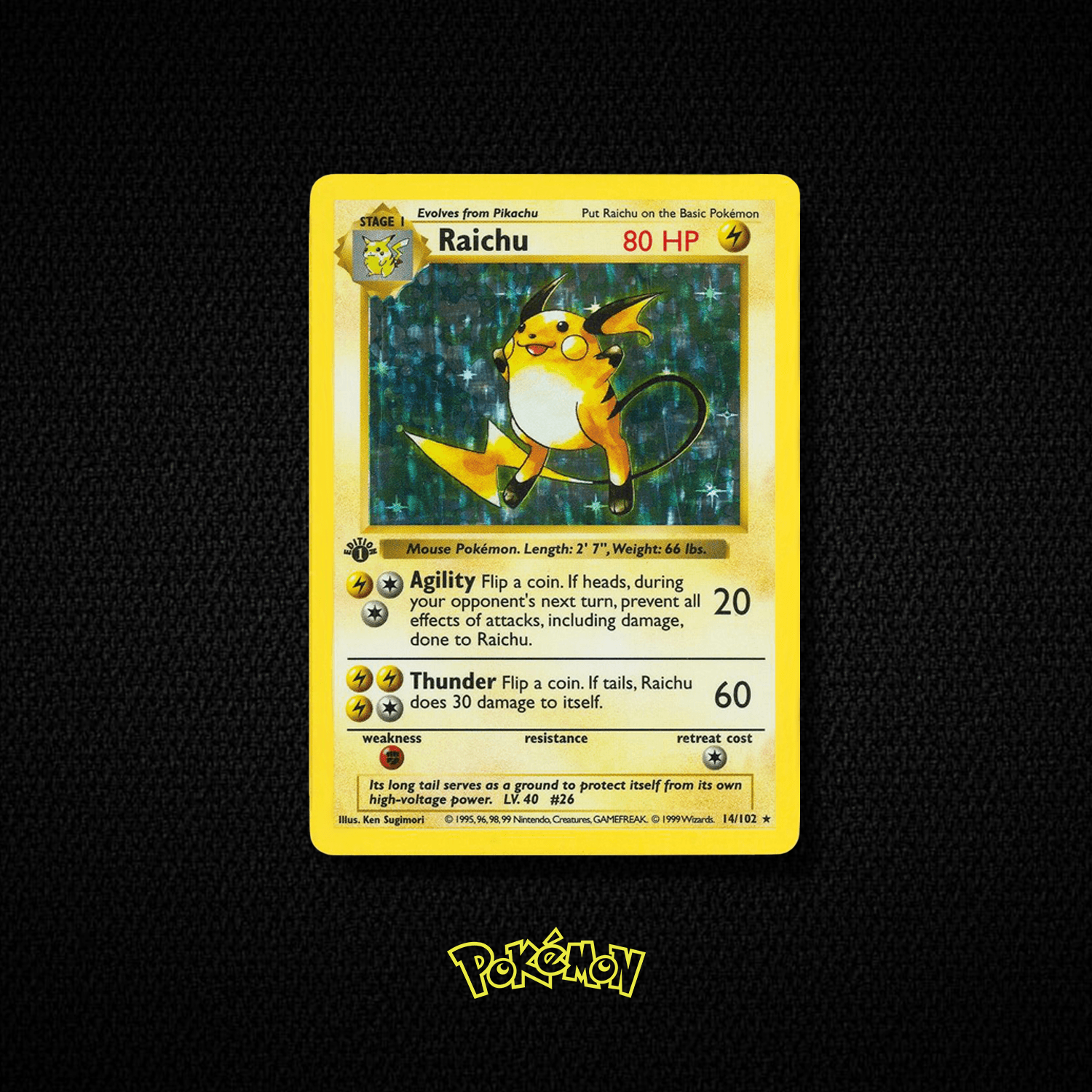 Shiny Raichu 14/102 Holo/Shiny Pokemon Card