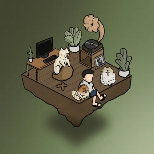 Lofi roomie #41 ( Chilling with my dogs )
