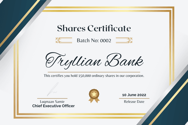 150,000 Shares In Tryllian Bank (Batch no: 0002)