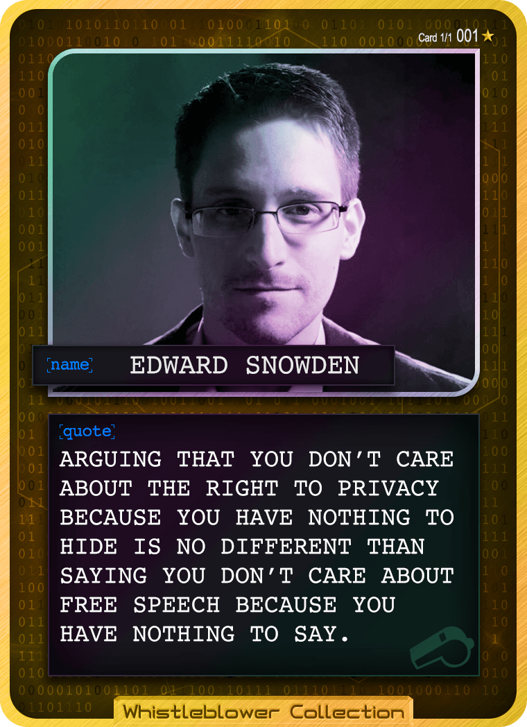 Whistleblower Collection Card: Edward Snowden 001 1/1 Gold Holographic Edition