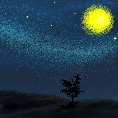 the tree under the moon