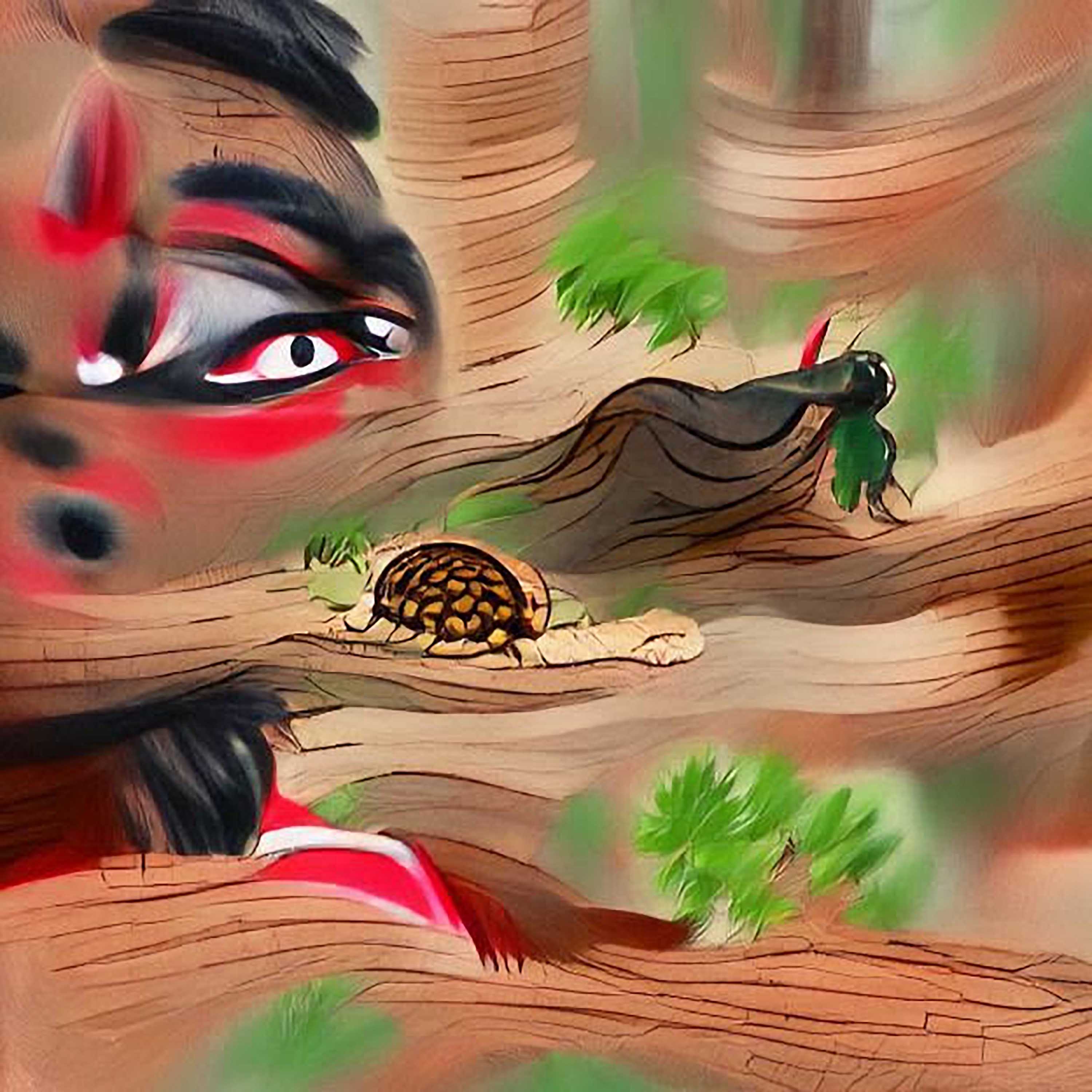 #116 - "a time before the first time ever recorded, Eshu peeked from behind a Pine in the all important Forest, getting carried away on the shell of a Tortoise"