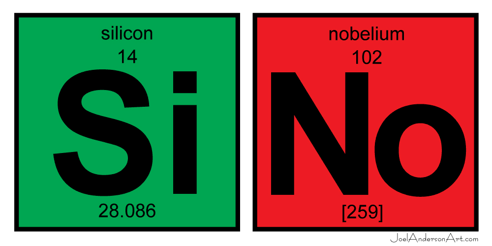 SiNo - Artist Proof - Silicon, Nobelium  - periodic table of elements