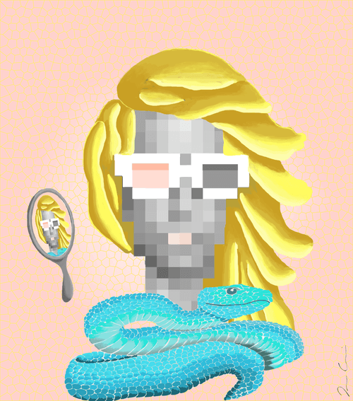 Crypto Chic #26 Prudentia (Prudence) Depicted with mirror and snake 