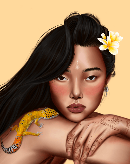 Girl with a gecko