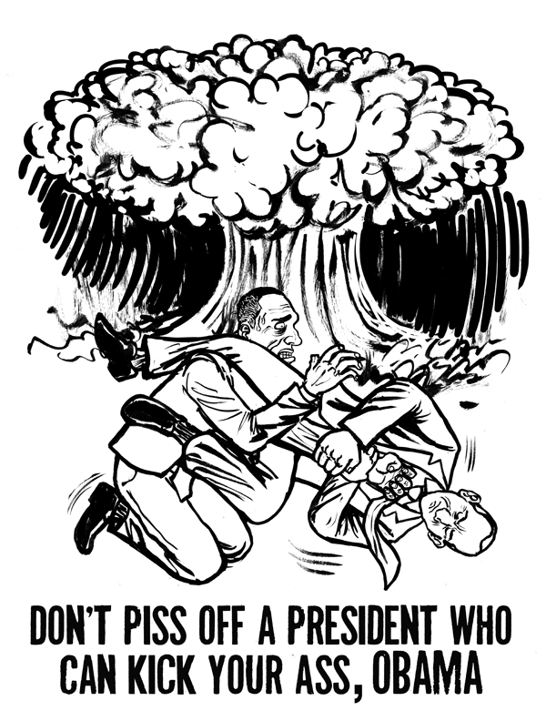 Line Art Drawing for Putin vs. Obama Armbar Submission World War 3 Prophecy Artwork 2013
