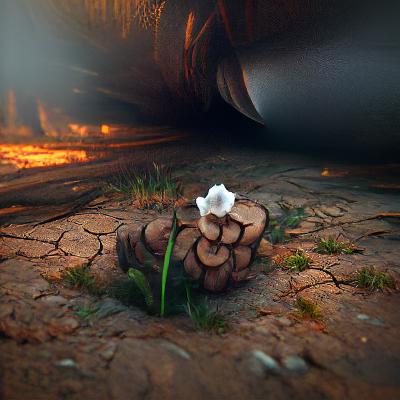 A Andalusite flower growing out of the ground