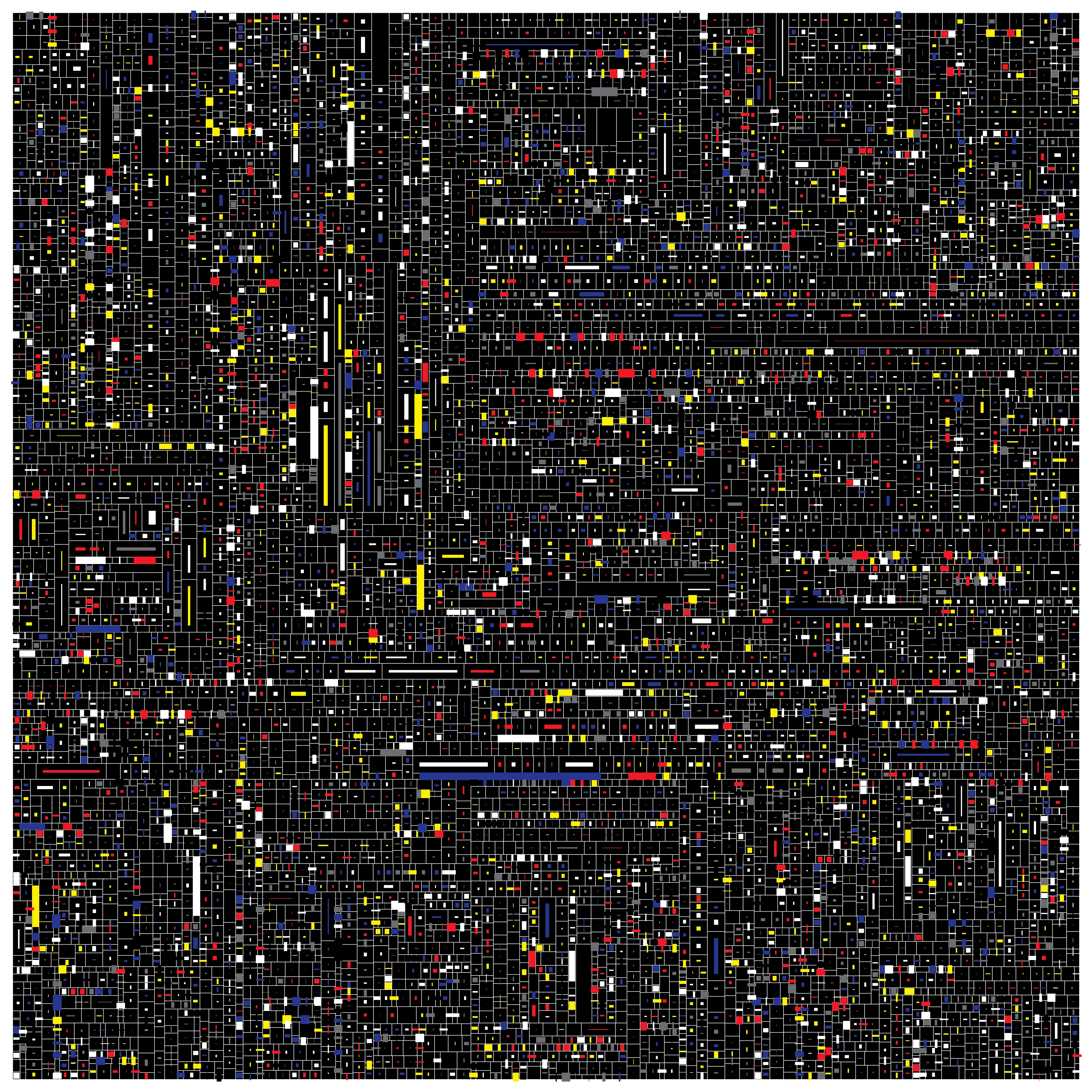 'Total Mondrian Dark' (8342) Cryptocurrencies - MooniTooki Project - NFT Art from Crypto Data - Polygon Blockchain