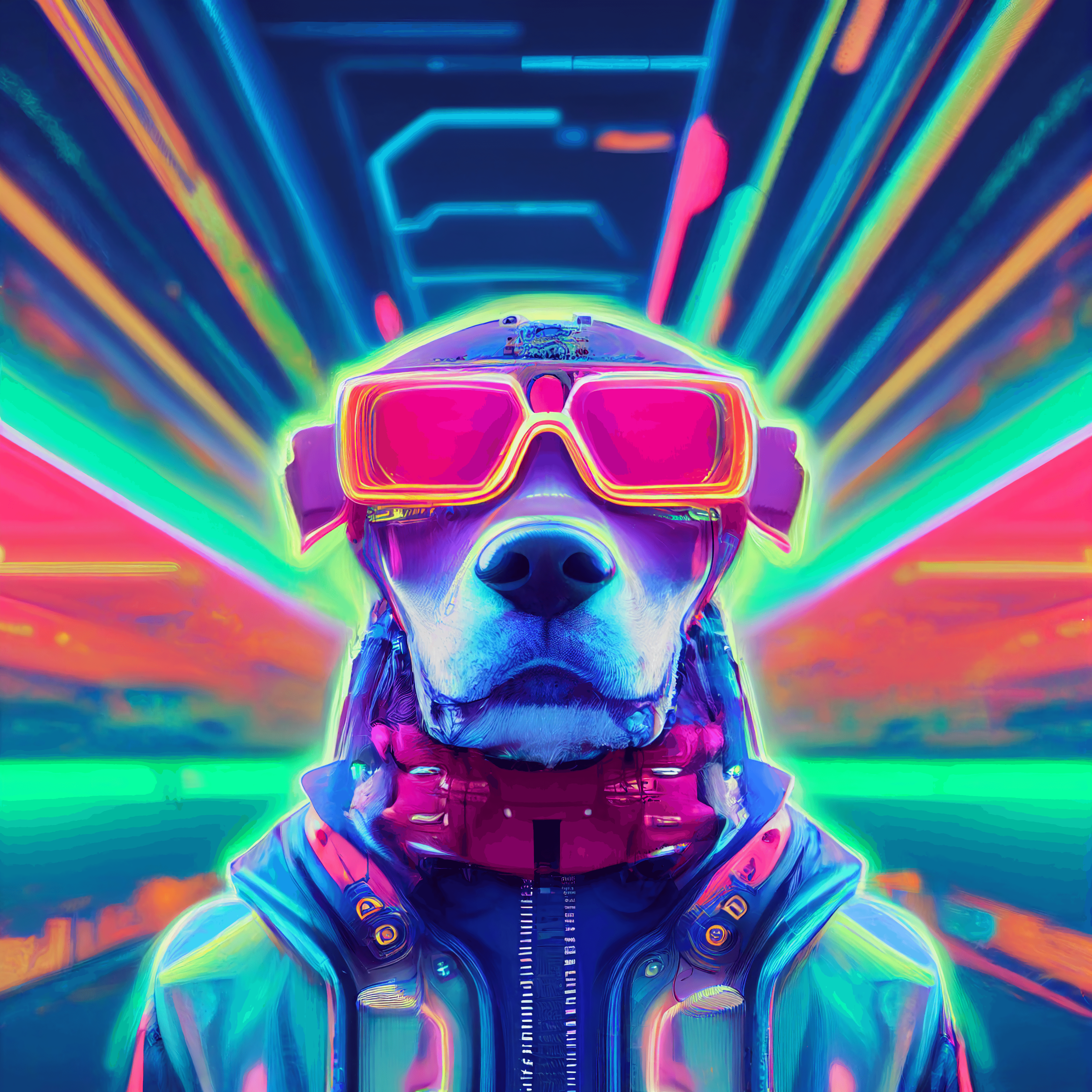 Psychedelic Neon Cyber Dogs 05