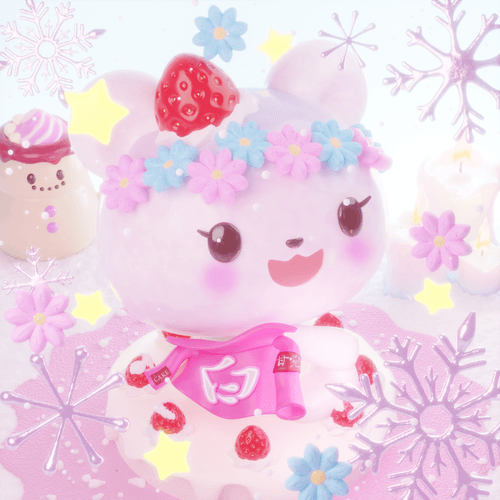 CNPcake #00218 Leelee-WhiteBear-Flower-Charm