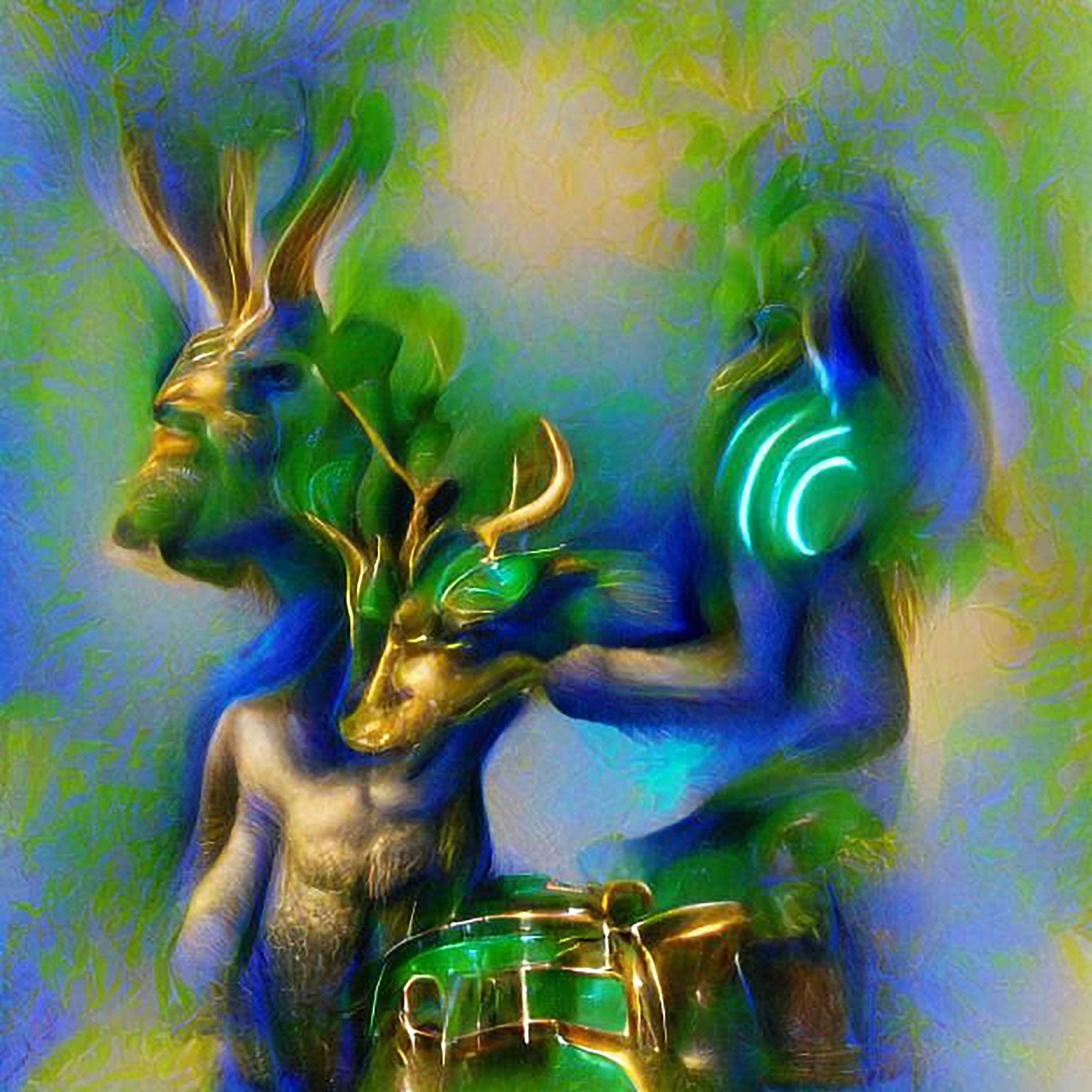 #104 - "We can bend space and time, heart racing rhymes and wordplay that certainly dazzles and has all the Green Lights of Cernunnos and the blue notes of the jazz scale"