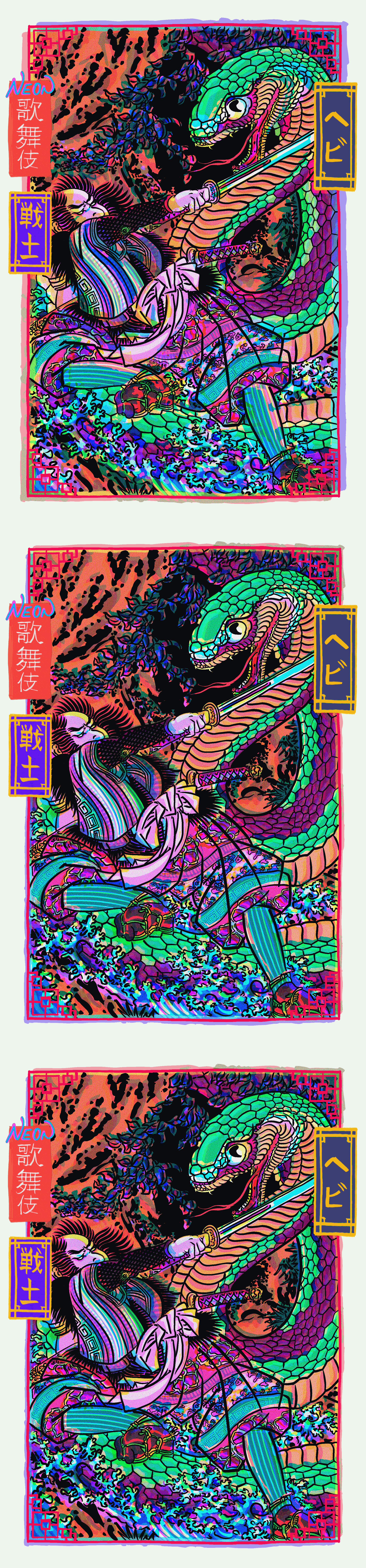 Neon Kabuki Warrior - Snake