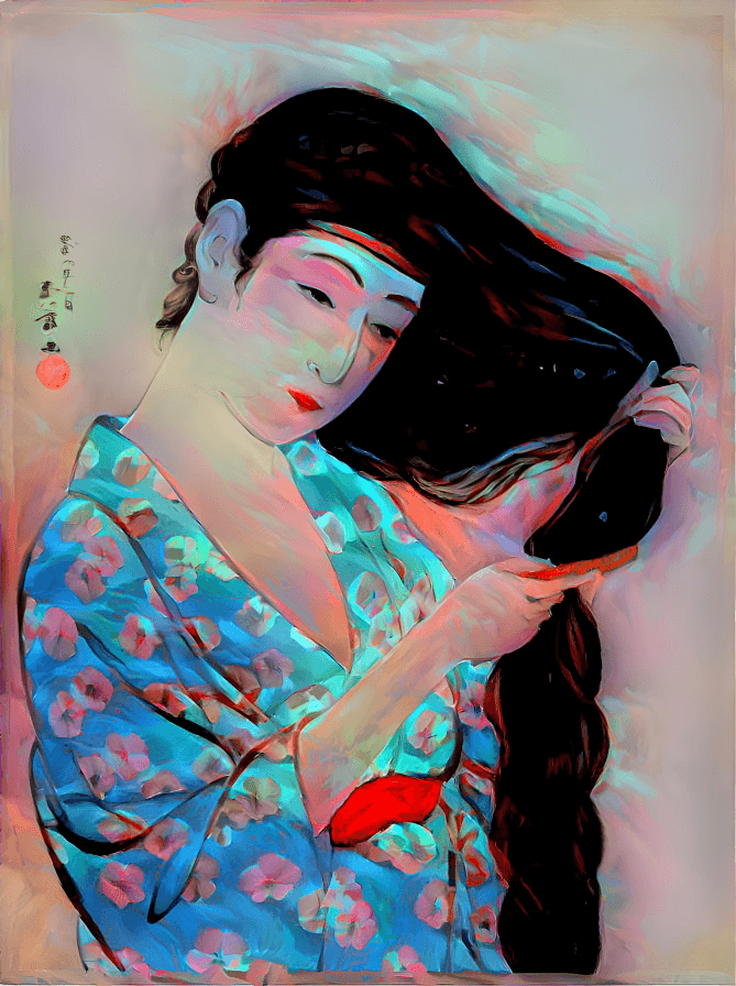 Psychedelic Woman Combing Her Hair