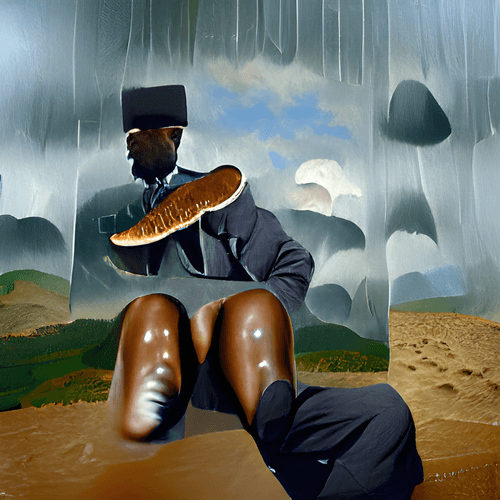 Black man in wisconsin wearing nice shoes typing words on coumputer on Mars in the rain gan 2 no season