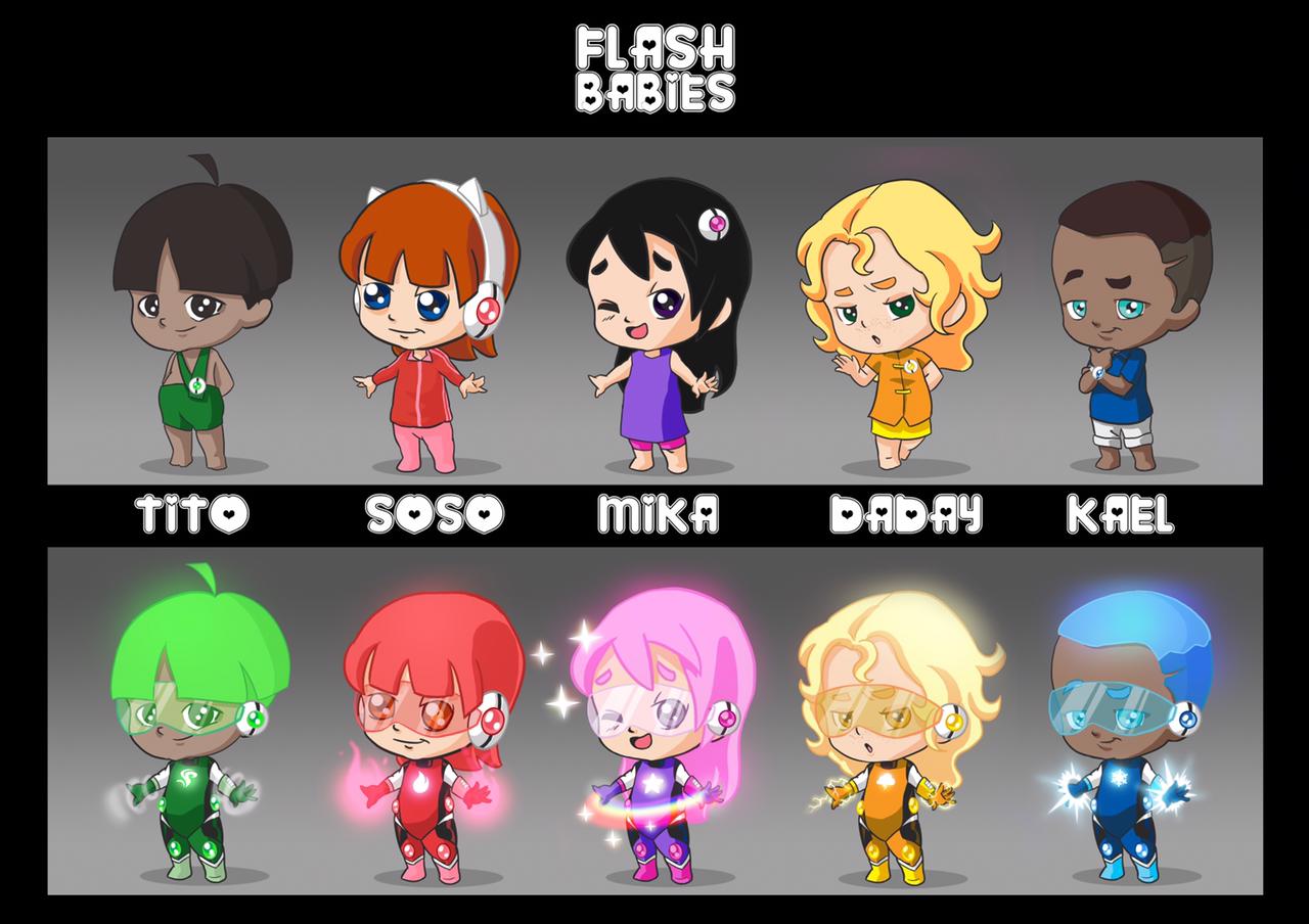 First presentation of all Flash Babies concept art together Flash Babies OpenSea