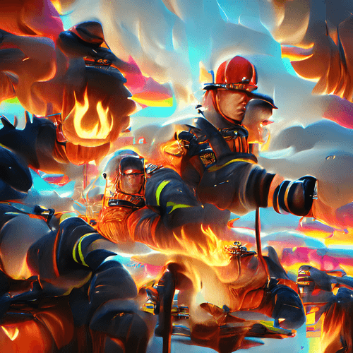 Firemen Amidst a Blazing Fire