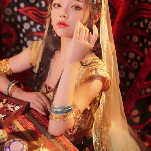 Seductive sexy traditional oriental belly dancer girl image