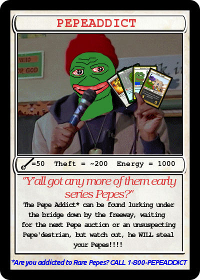 PEPEADDICT Series 7, Card 1 Rare Pepe Wallet 2017 Counterparty XCP NFT Asset