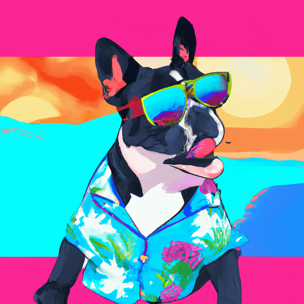 Frenchie wearing shirt in the beach #03
