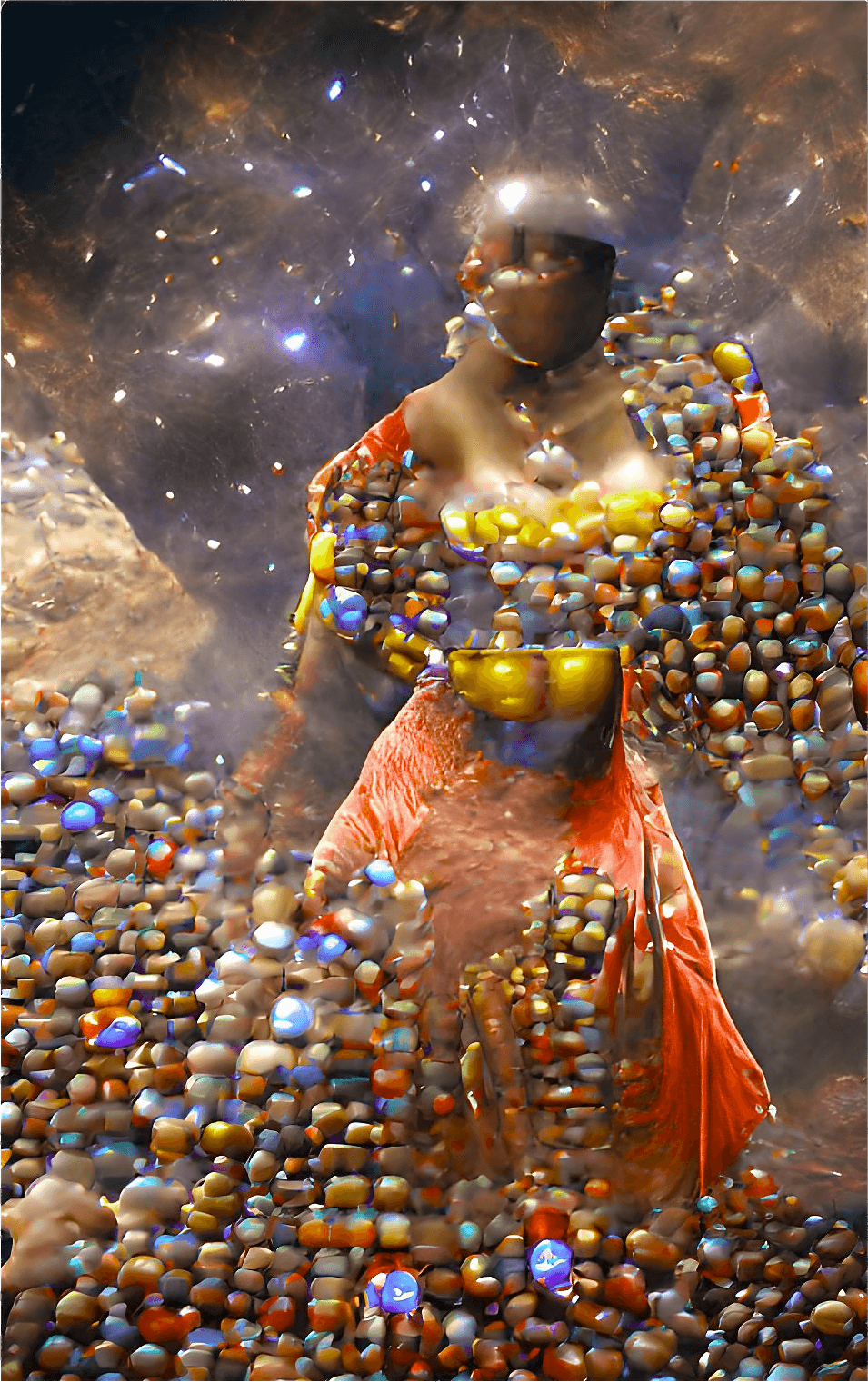 An African Goddess Collects Collapsed Stars To Adorn Her Dress For The Celestial Ball