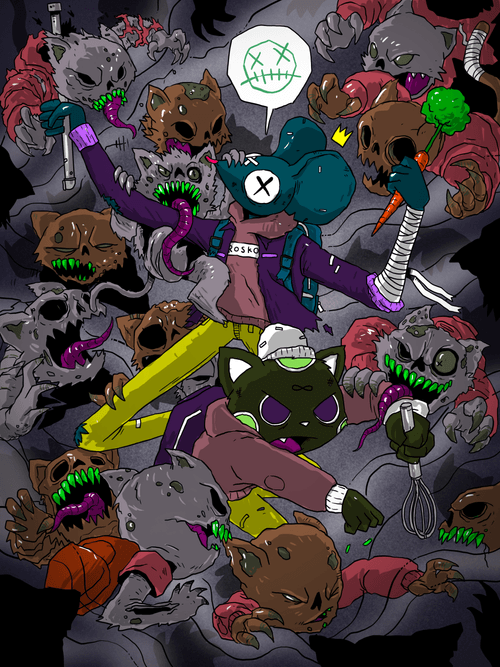 Rosko & Lucky Cat vs The Horde (Color Variant 002)