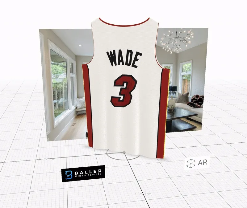 #1 of 20) BallerMR-Jersey_DW-5.1: 3D-AR Miami Heat Jersey #3 Autographed by NBA Hall-of-Famer, DWAYNE WADE