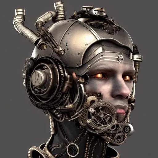 Steampunk Cyborg Head's Up #820