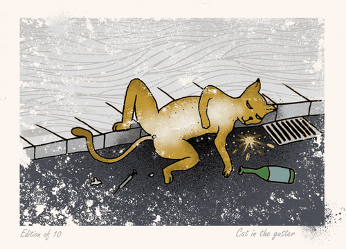 Cat in the gutter