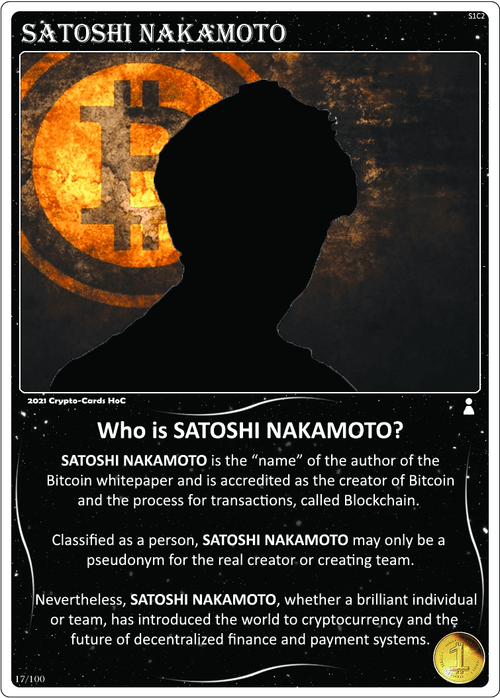 Crypto-Cards HoC SATOSHI NAKAMOTO White Base S1C2-SN17