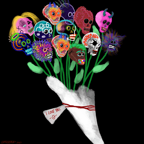 Skull Flowers (edition of 100) - by Eddie Gangland