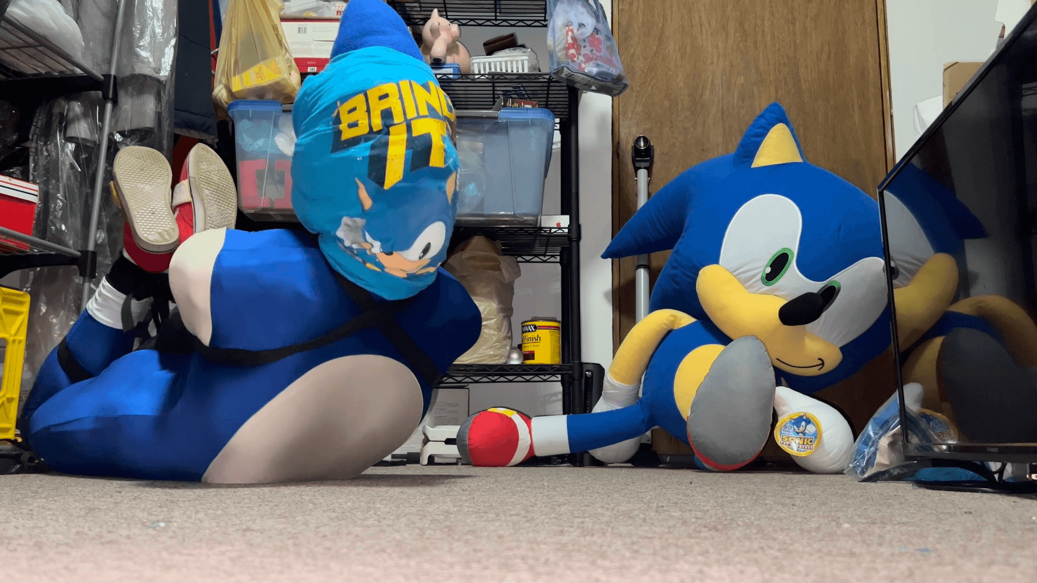 Sonic Cosplayer in Bondage