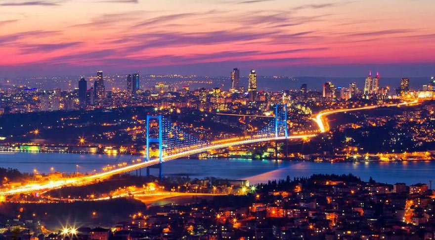 Istanbul Bosphorus Bridge Blue Light