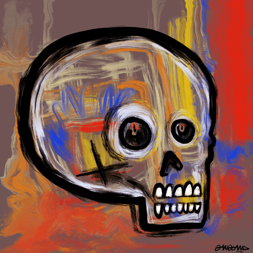 Gangland Skull #332 - "Cerebral Sunrise" - by Eddie Gangland
