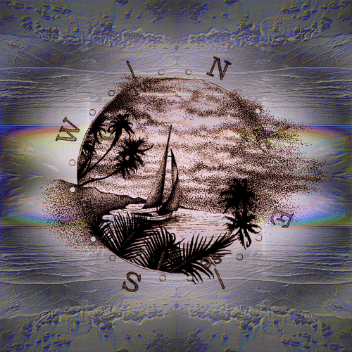 Trippy Tropical Compass Cerulean
