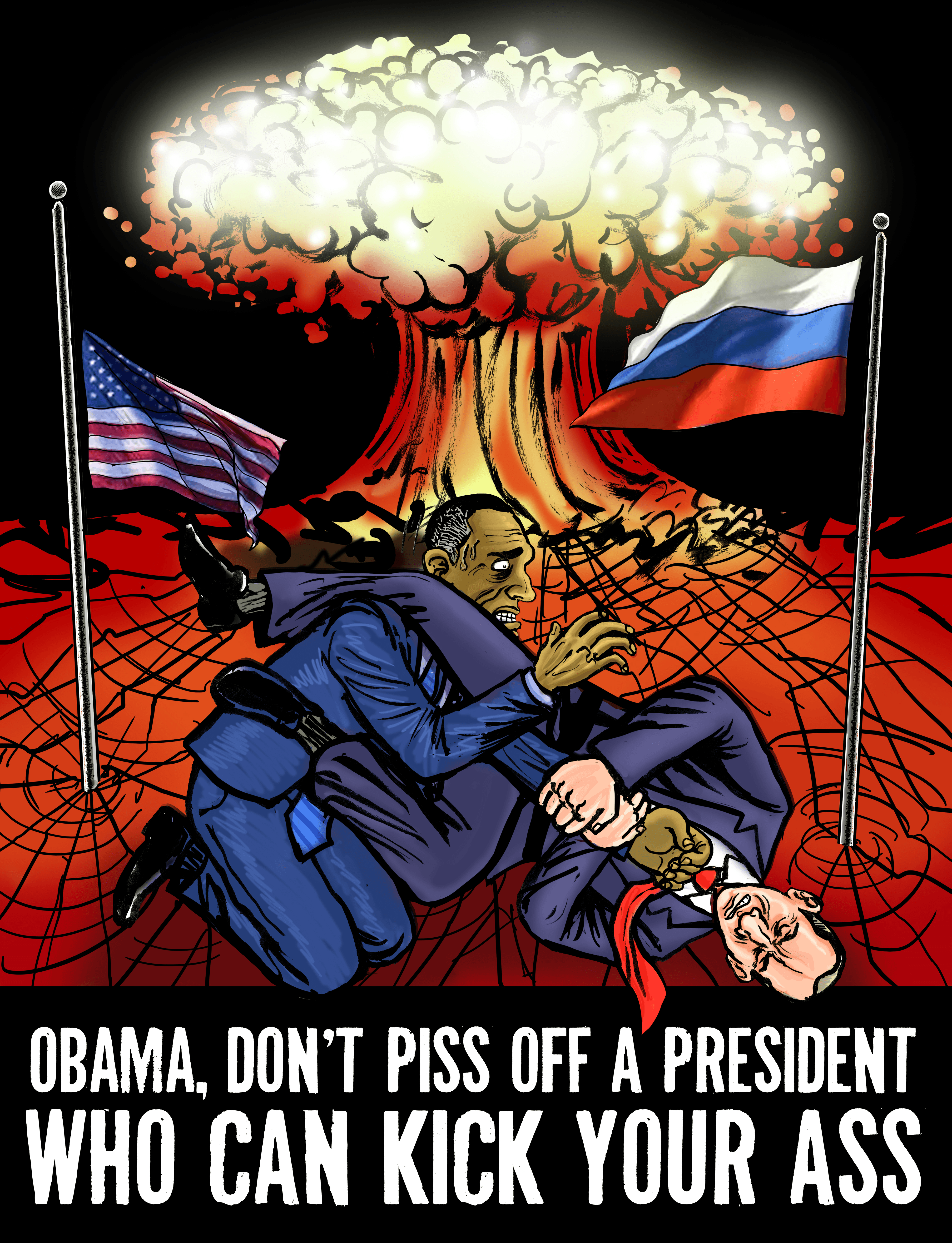 Putin vs. Obama Armbar Submission World War 3 Prophecy Artwork 2013