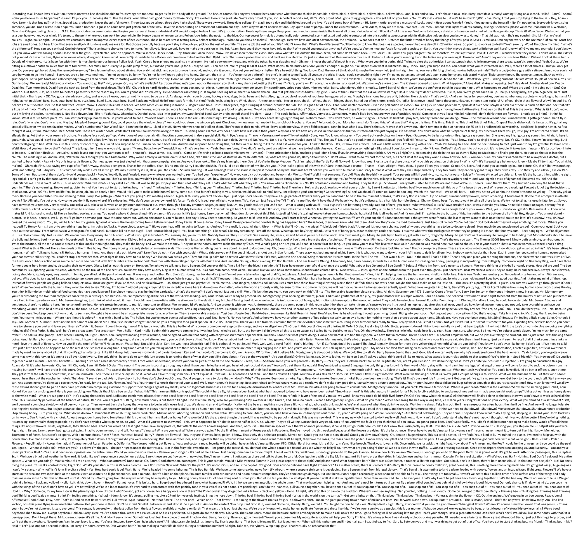 Entire Bee Movie Script Copyable 23 - bqa07iy