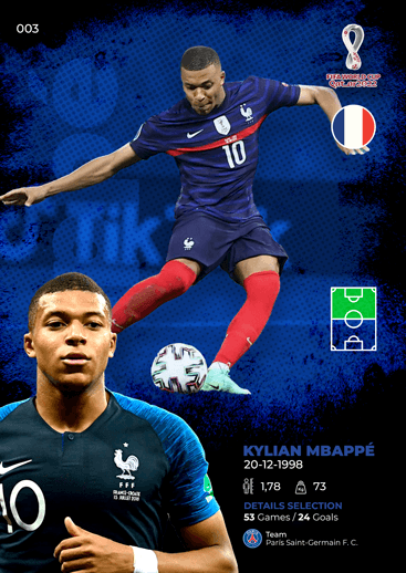 #003 Kylian Mbappé - Qatar 2022 Soccer Collectible Trading Cards Star ...