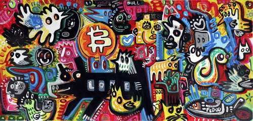 LOVE NATURE "and BITCOIN appeared in my painting