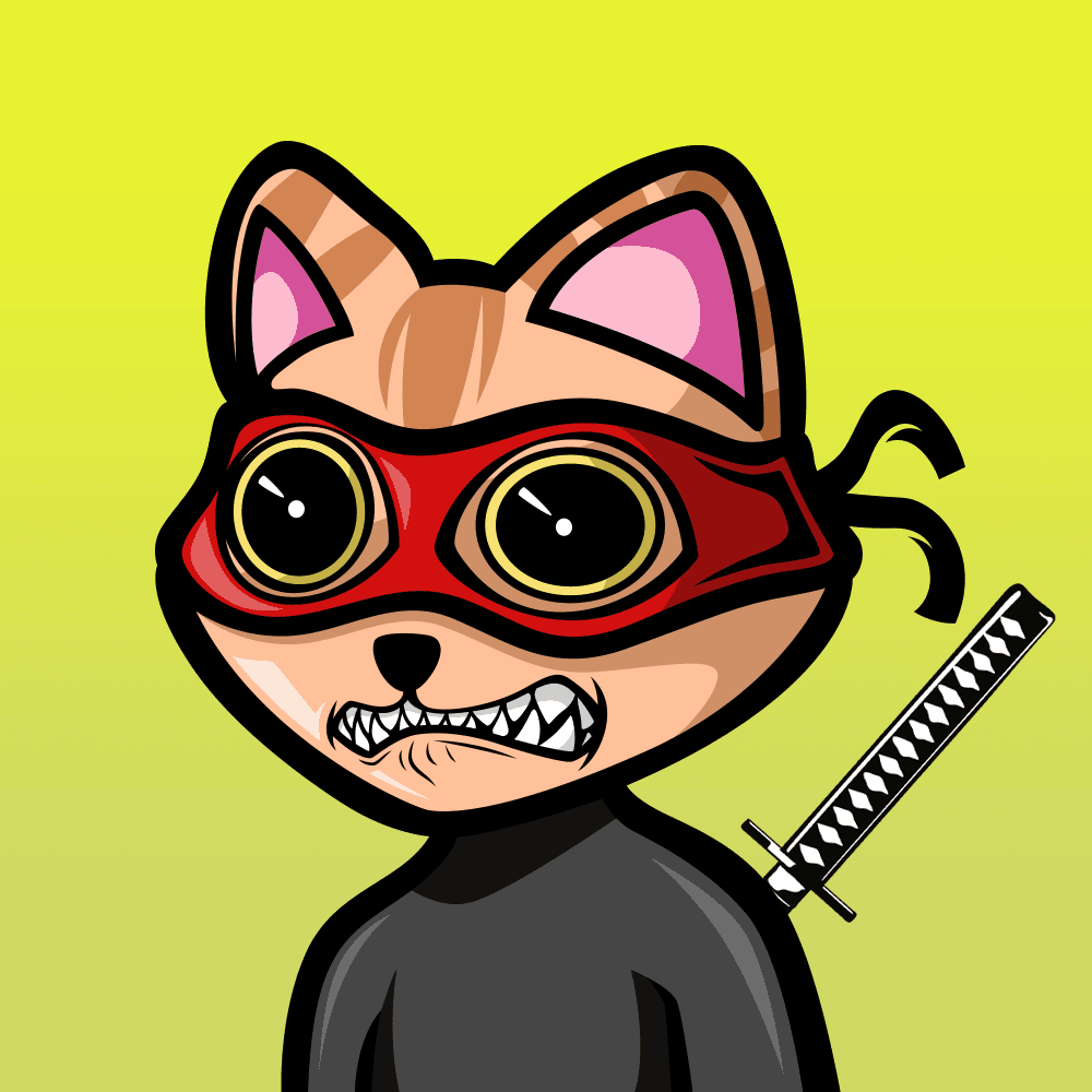 Ninja Cat Cute Ginger Cat NFT #5 - Crypto Ninjas Nft