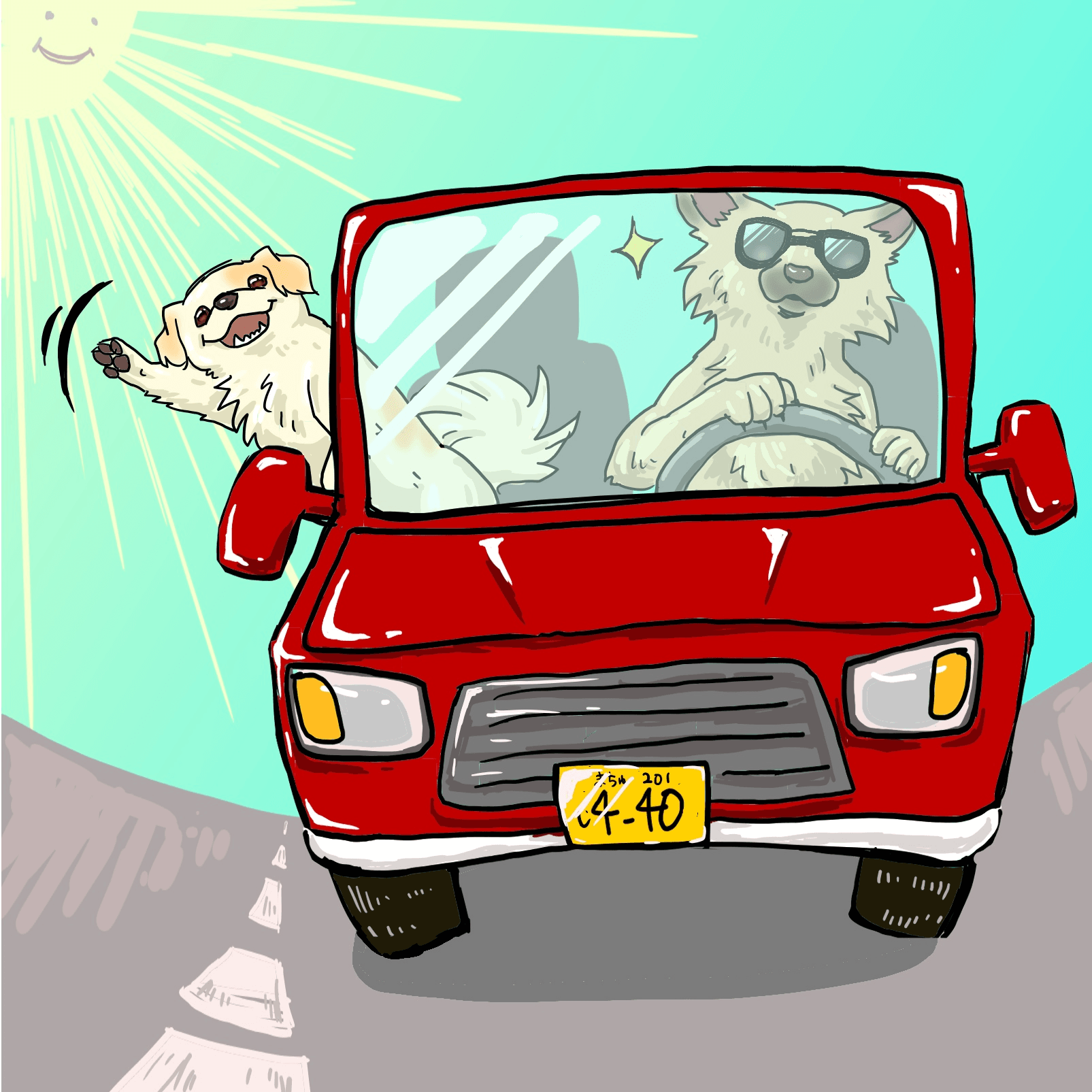 Love my dogs #001 "Dogs driving"